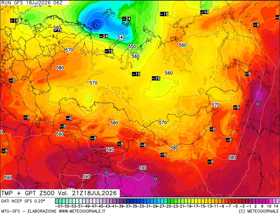 mappa 500 hPa Temp + GPT