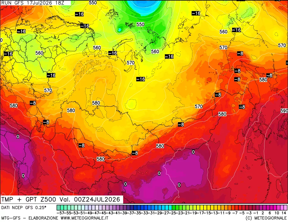 mappa 500 hPa Temp + GPT