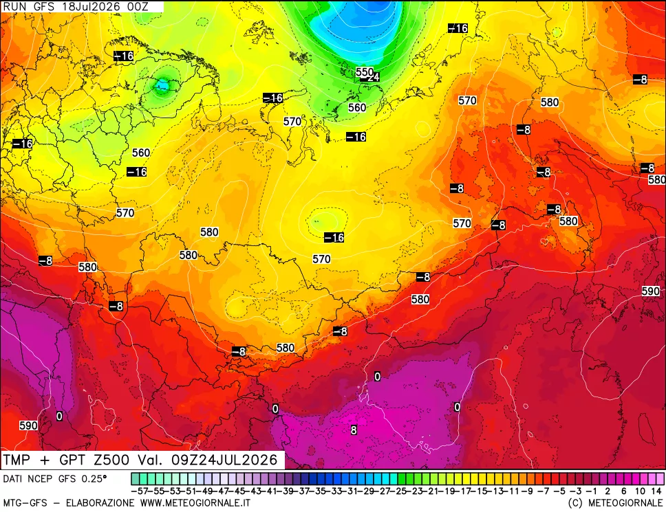 mappa 500 hPa Temp + GPT