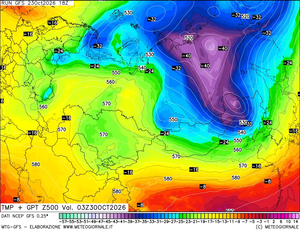 mappa 500 hPa Temp + GPT
