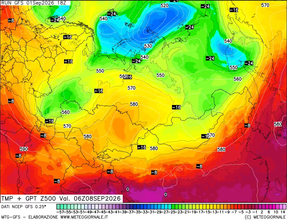 mappa 500 hPa Temp + GPT