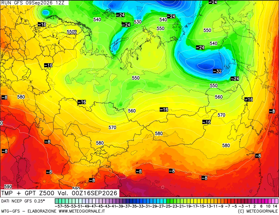 mappa 500 hPa Temp + GPT