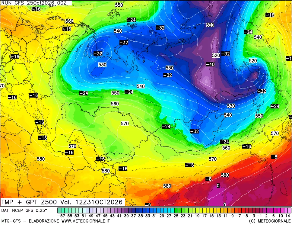 mappa 500 hPa Temp + GPT