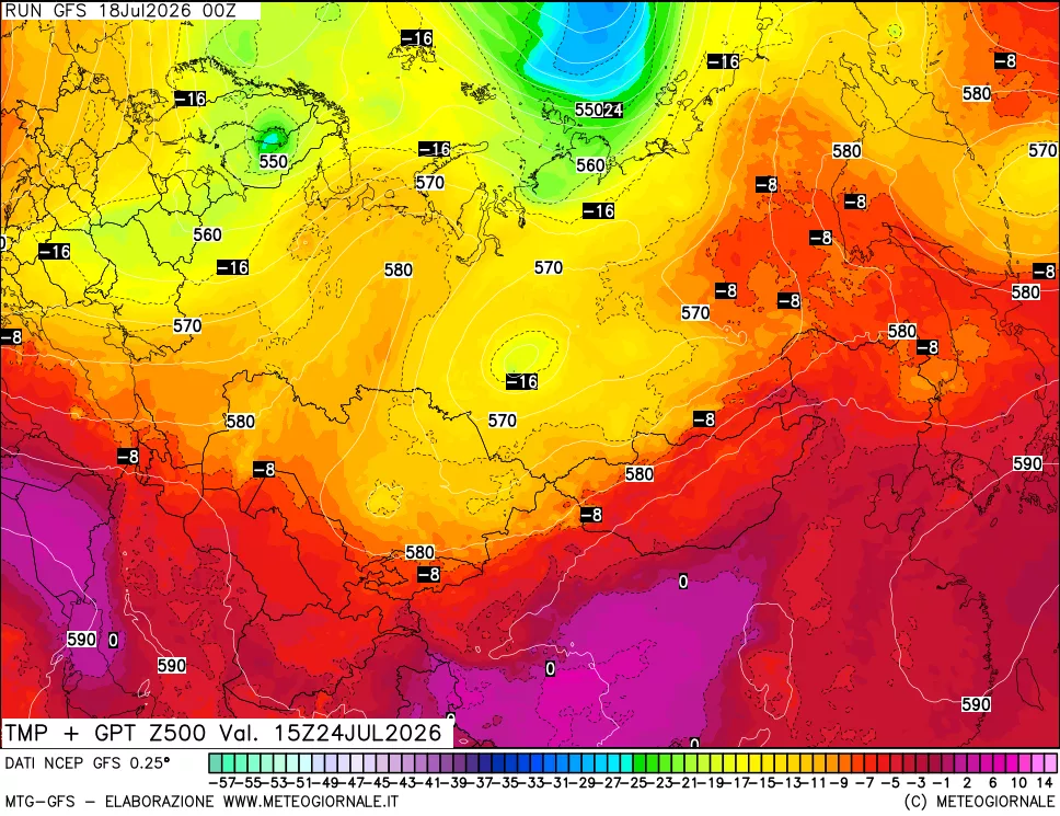 mappa 500 hPa Temp + GPT