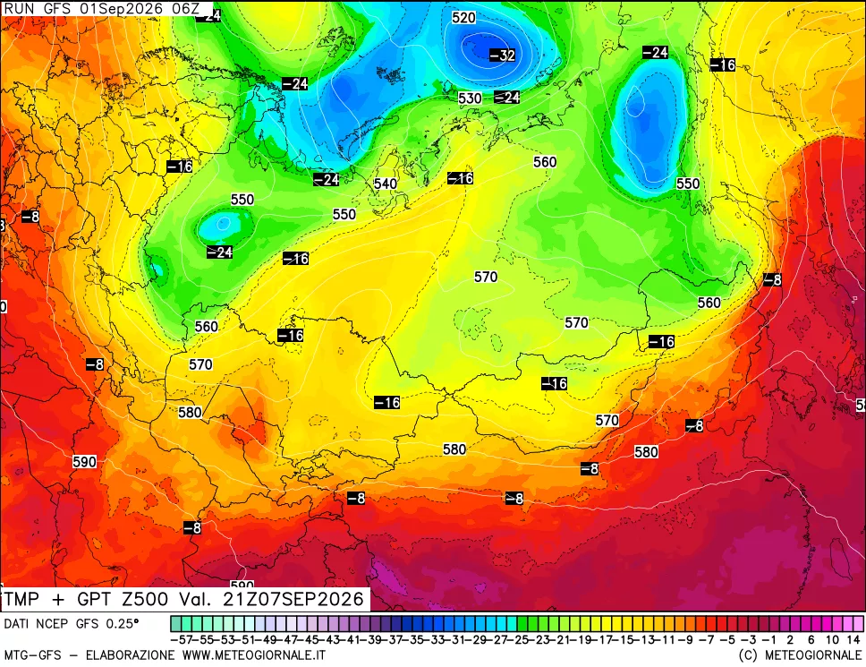 mappa 500 hPa Temp + GPT