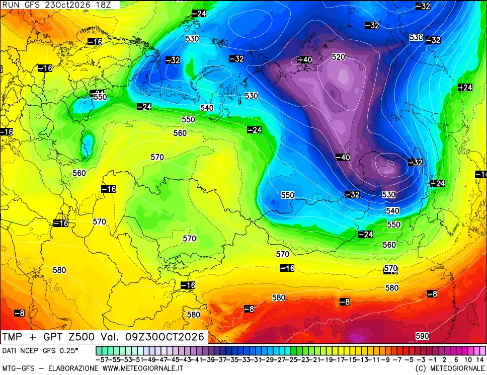 mappa 500 hPa Temp + GPT