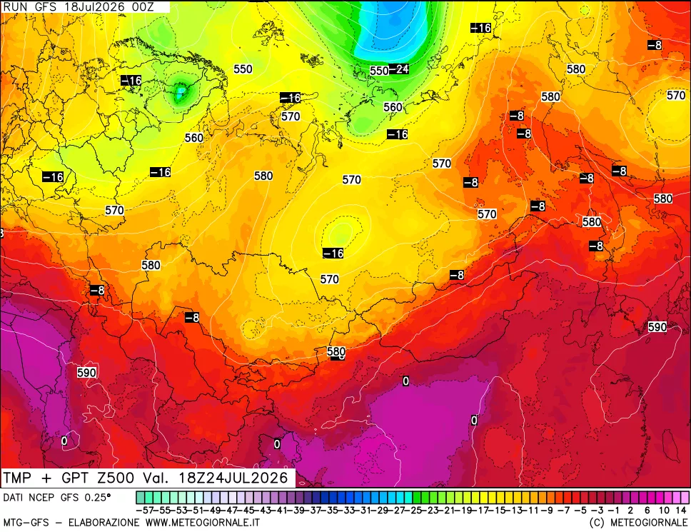 mappa 500 hPa Temp + GPT