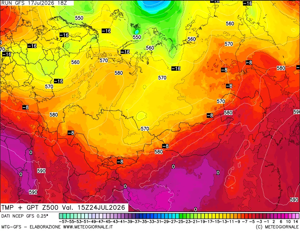 mappa 500 hPa Temp + GPT