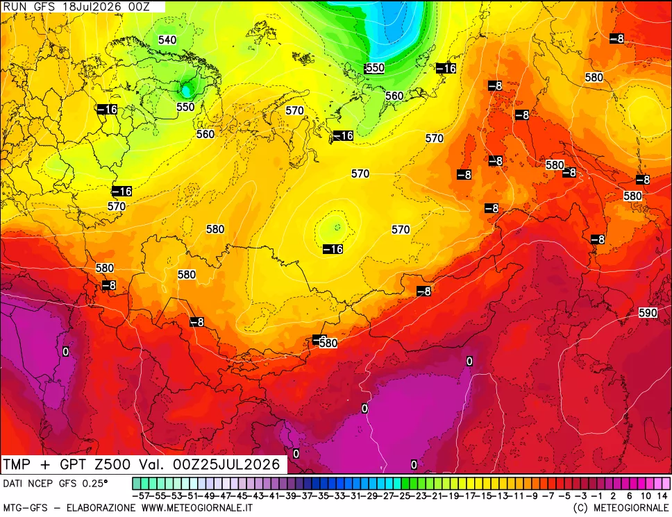 mappa 500 hPa Temp + GPT