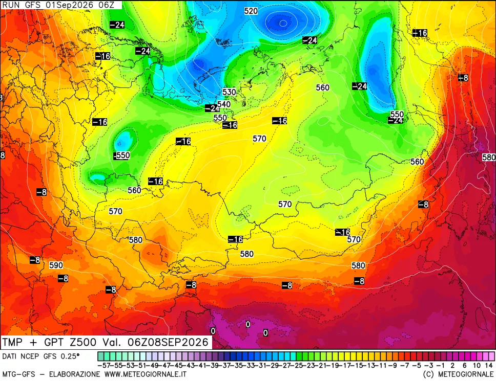 mappa 500 hPa Temp + GPT