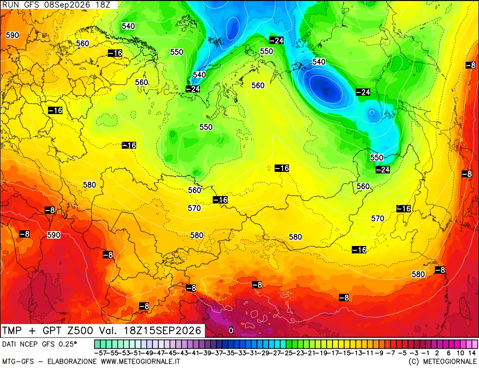 mappa 500 hPa Temp + GPT