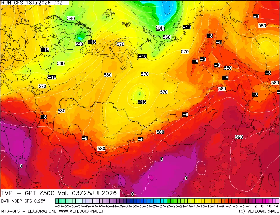 mappa 500 hPa Temp + GPT