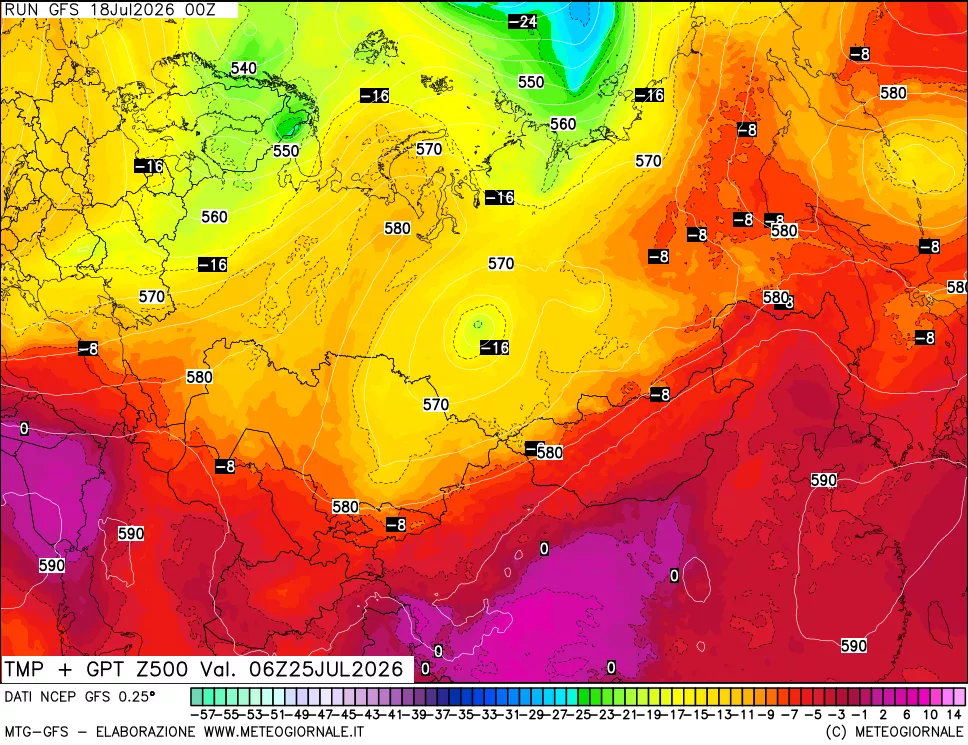 mappa 500 hPa Temp + GPT