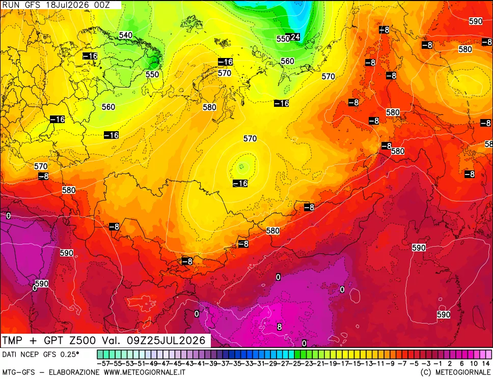 mappa 500 hPa Temp + GPT