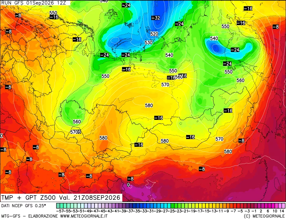 mappa 500 hPa Temp + GPT