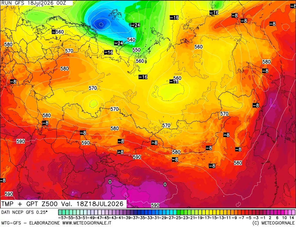 mappa 500 hPa Temp + GPT