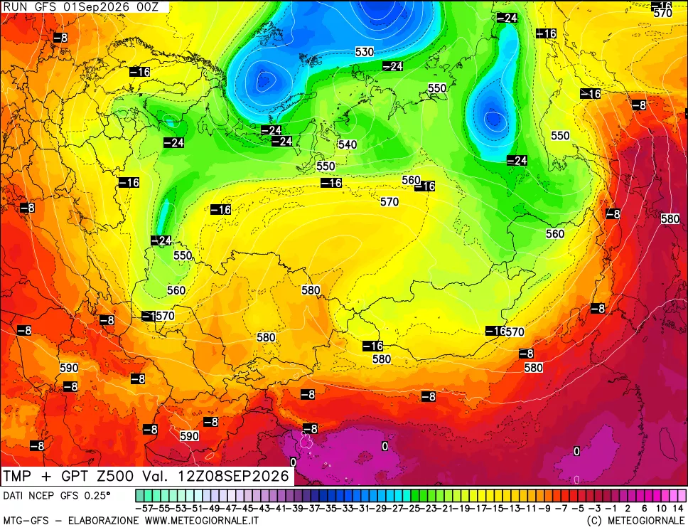 mappa 500 hPa Temp + GPT