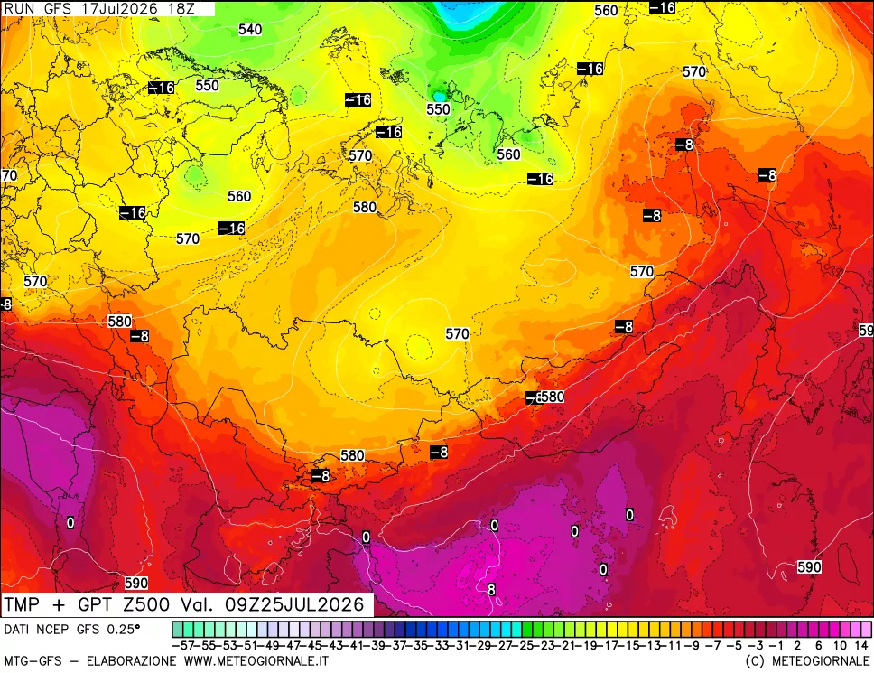 mappa 500 hPa Temp + GPT