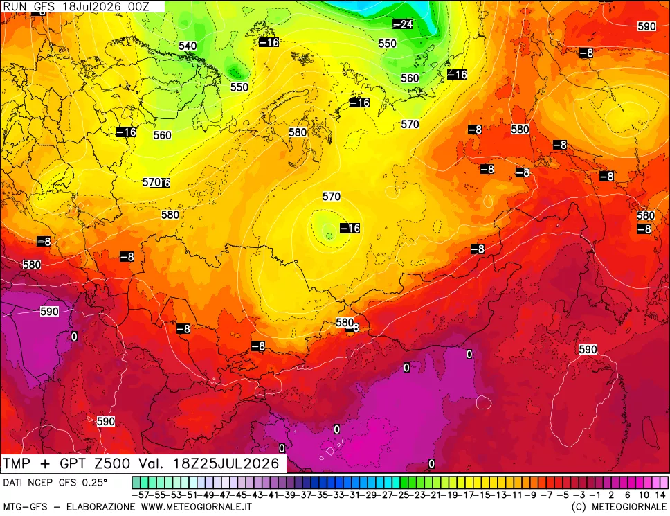 mappa 500 hPa Temp + GPT