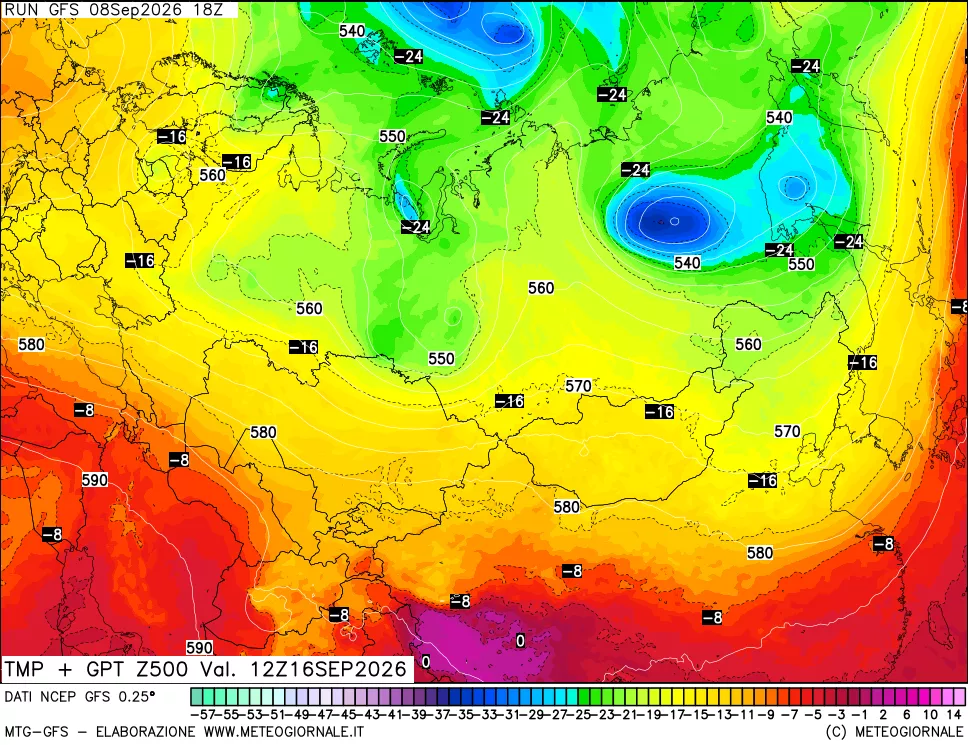 mappa 500 hPa Temp + GPT