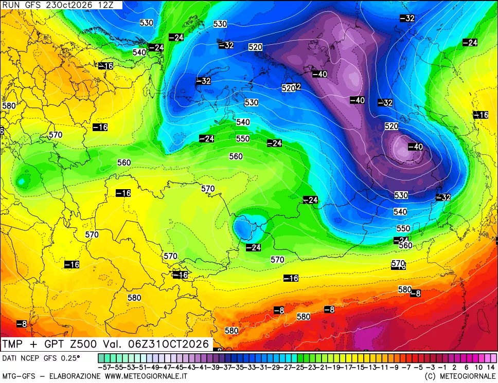 mappa 500 hPa Temp + GPT