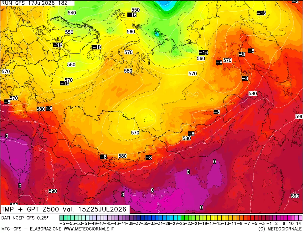 mappa 500 hPa Temp + GPT