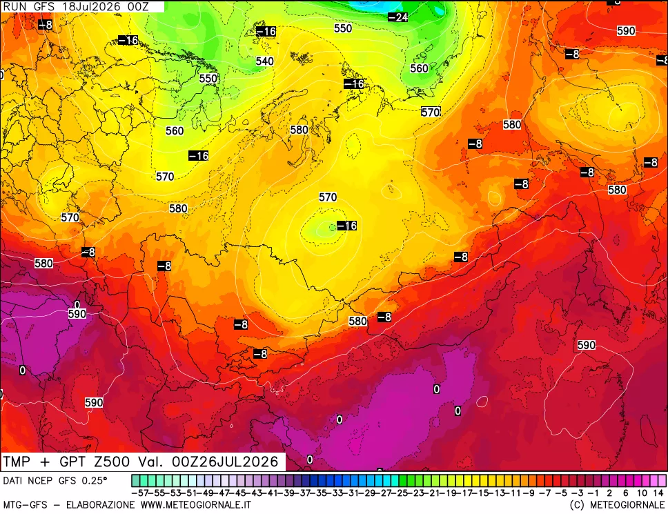 mappa 500 hPa Temp + GPT