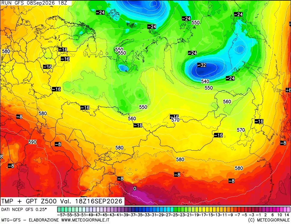 mappa 500 hPa Temp + GPT