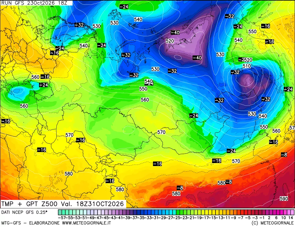 mappa 500 hPa Temp + GPT