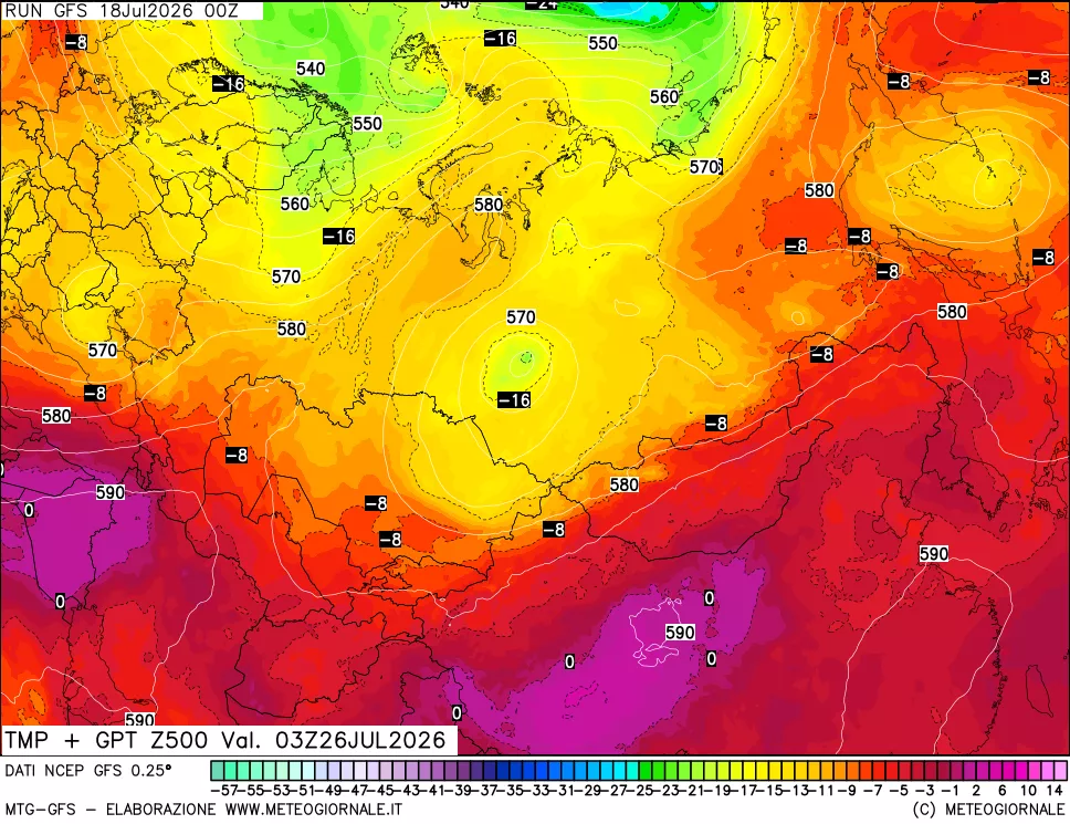 mappa 500 hPa Temp + GPT