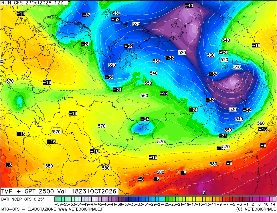 mappa 500 hPa Temp + GPT