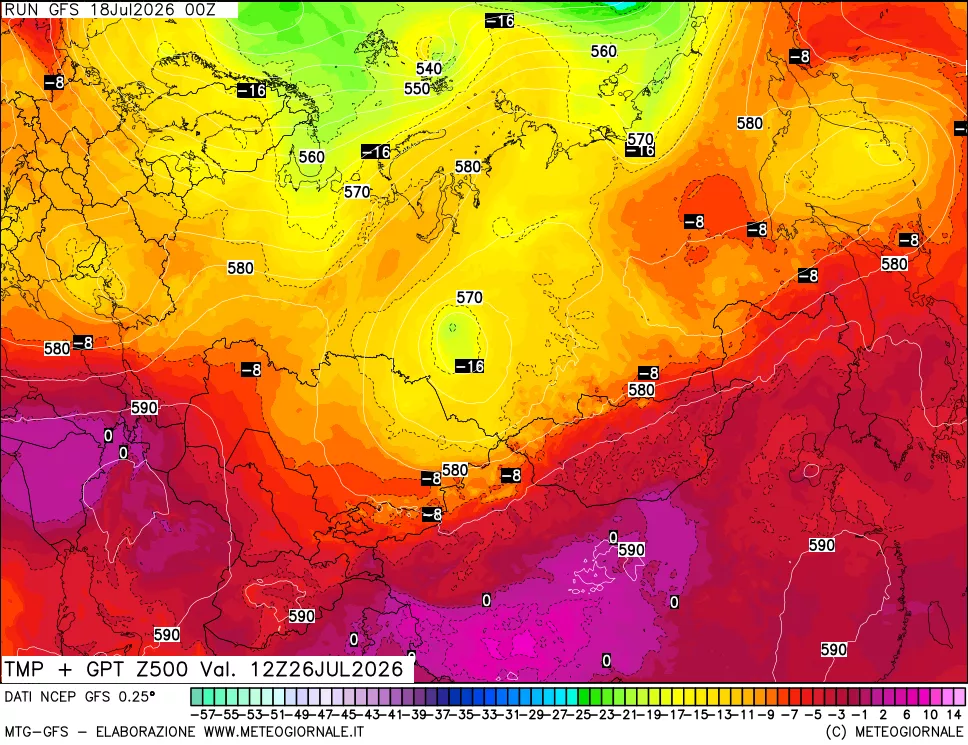 mappa 500 hPa Temp + GPT