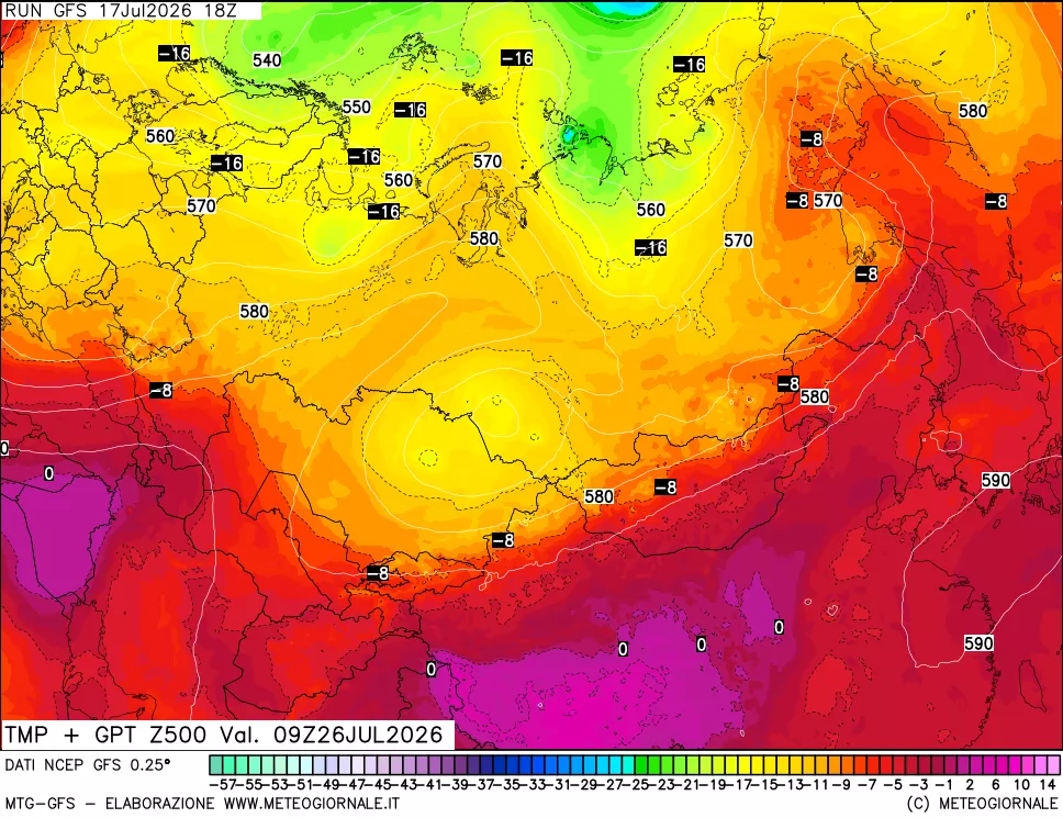 mappa 500 hPa Temp + GPT