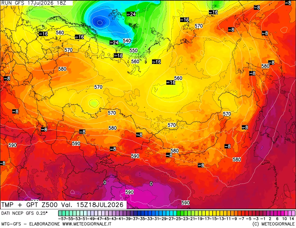 mappa 500 hPa Temp + GPT