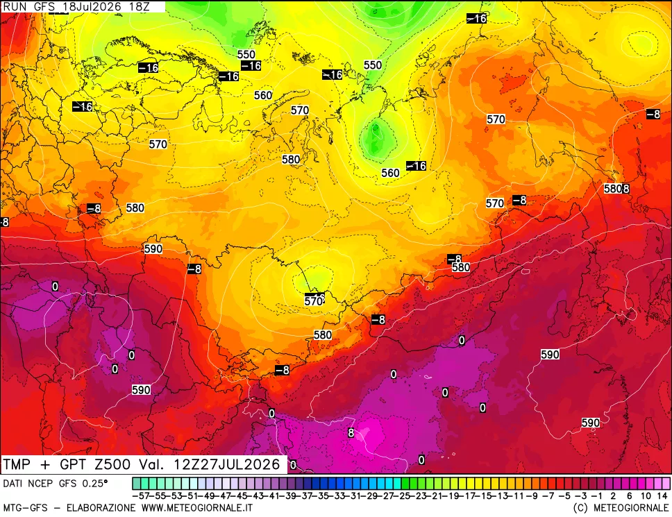 mappa 500 hPa Temp + GPT