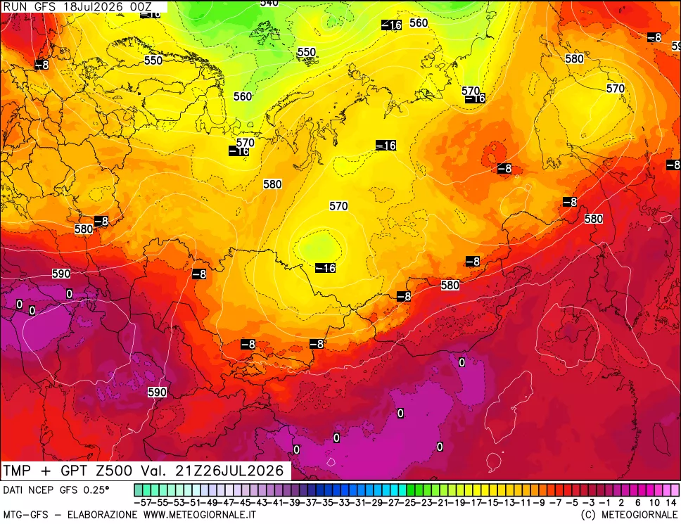 mappa 500 hPa Temp + GPT