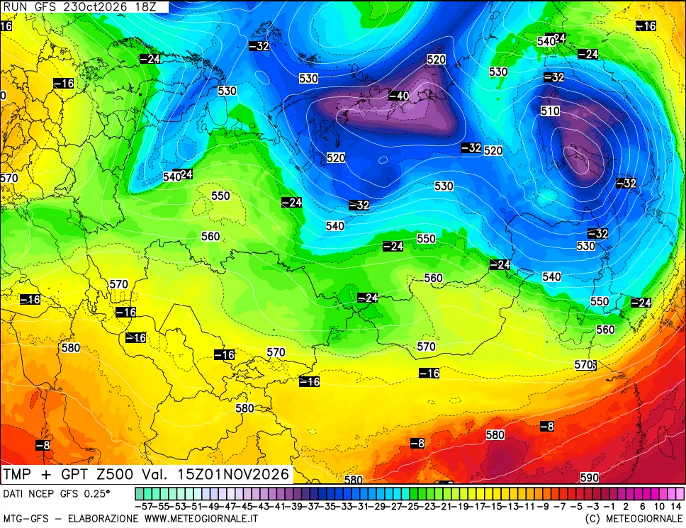 mappa 500 hPa Temp + GPT