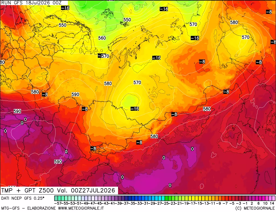 mappa 500 hPa Temp + GPT