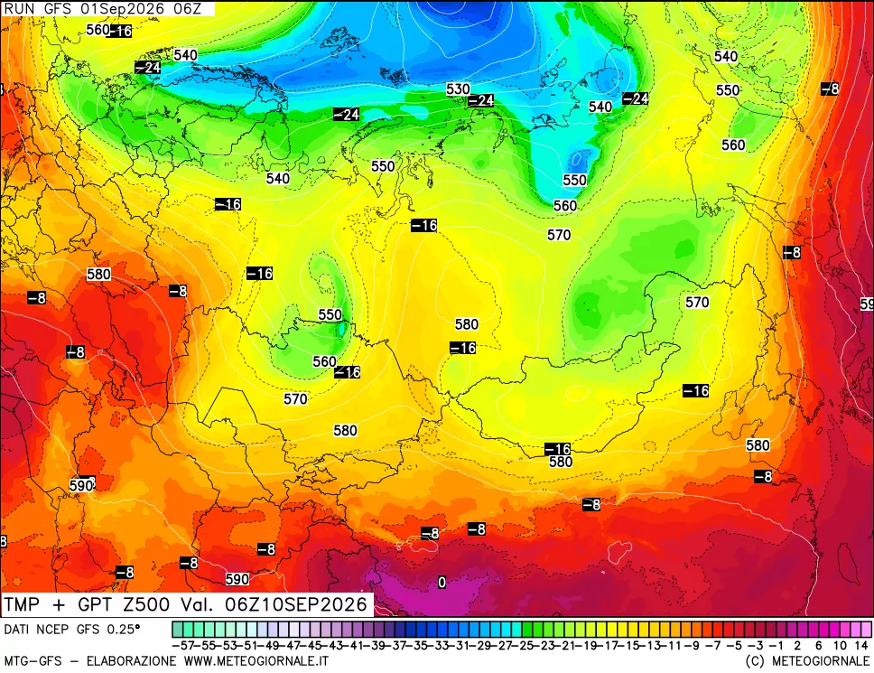mappa 500 hPa Temp + GPT