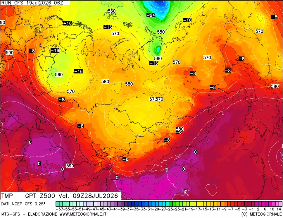 mappa 500 hPa Temp + GPT