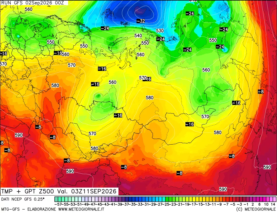 mappa 500 hPa Temp + GPT