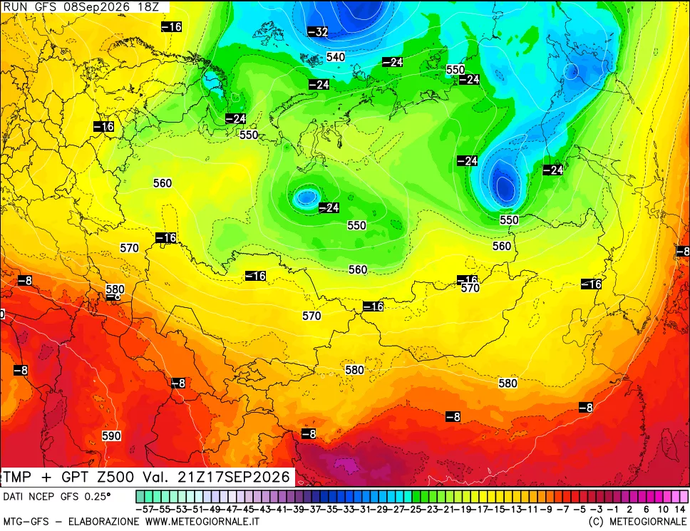 mappa 500 hPa Temp + GPT