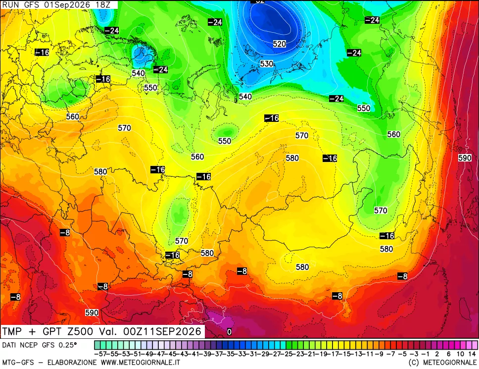 mappa 500 hPa Temp + GPT