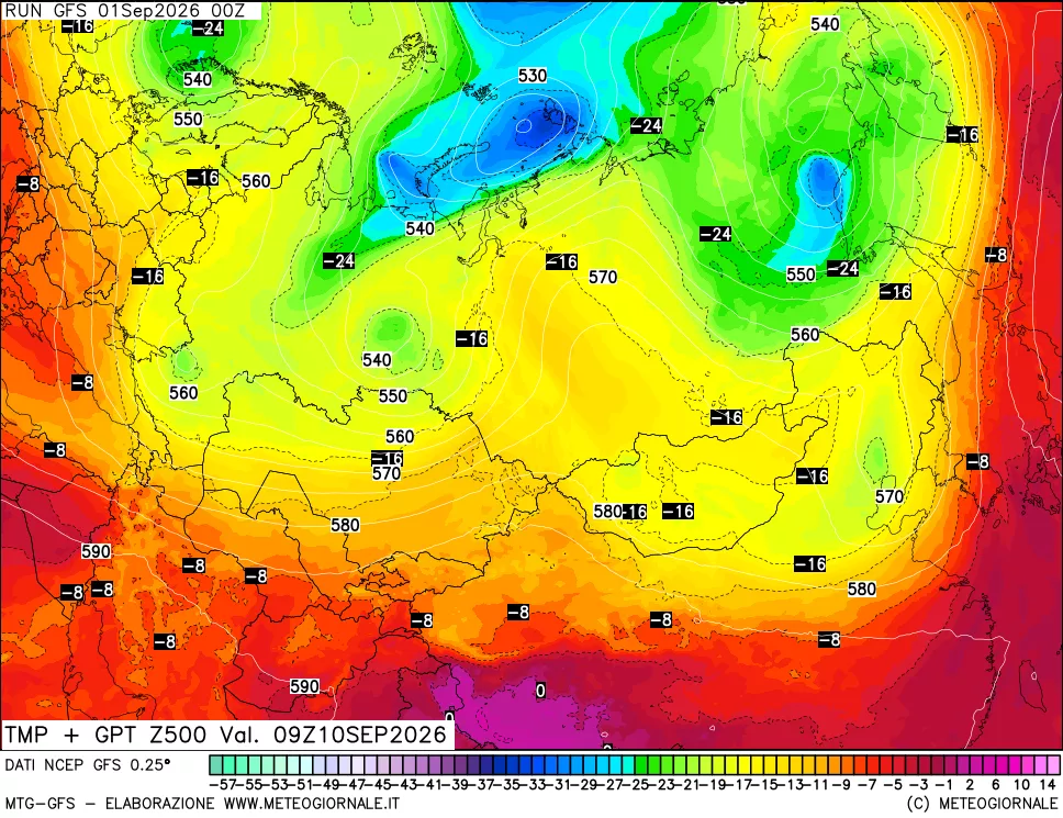 mappa 500 hPa Temp + GPT