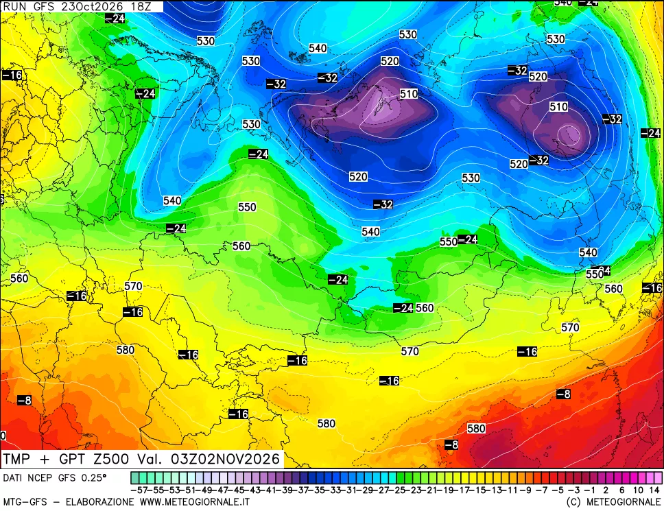 mappa 500 hPa Temp + GPT