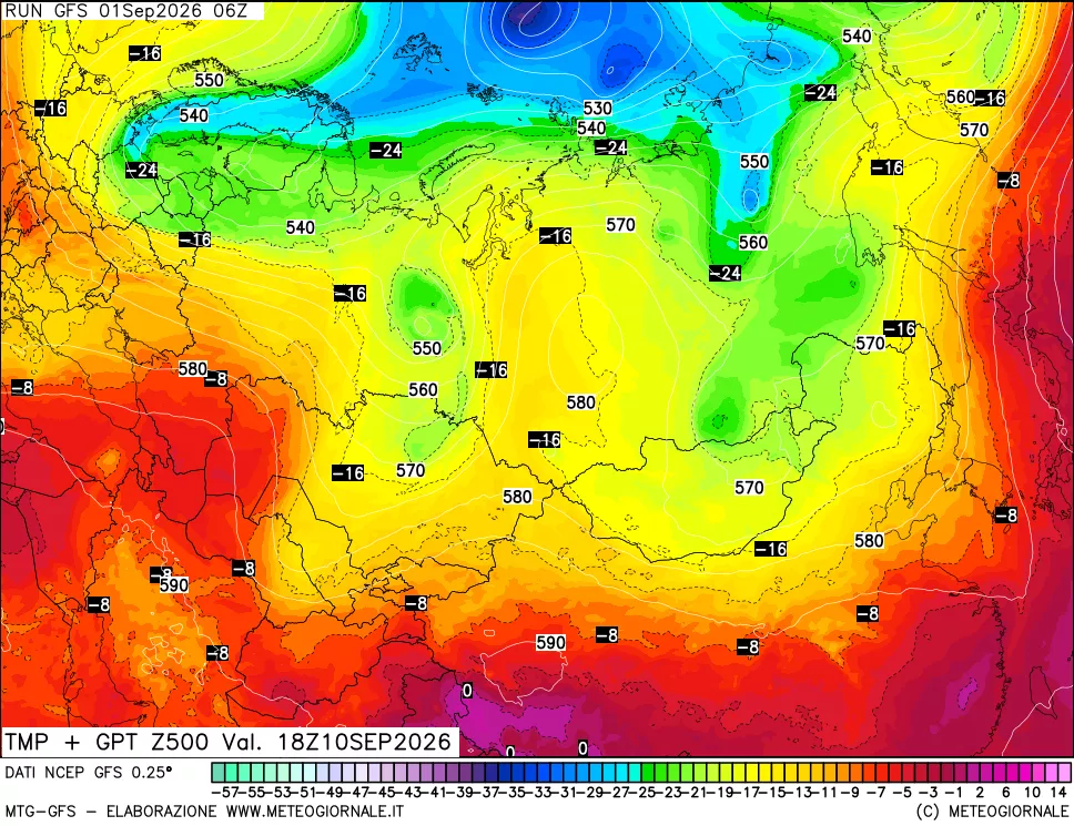 mappa 500 hPa Temp + GPT