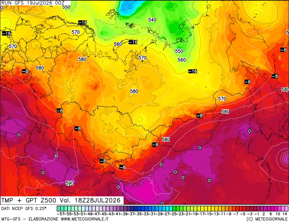 mappa 500 hPa Temp + GPT