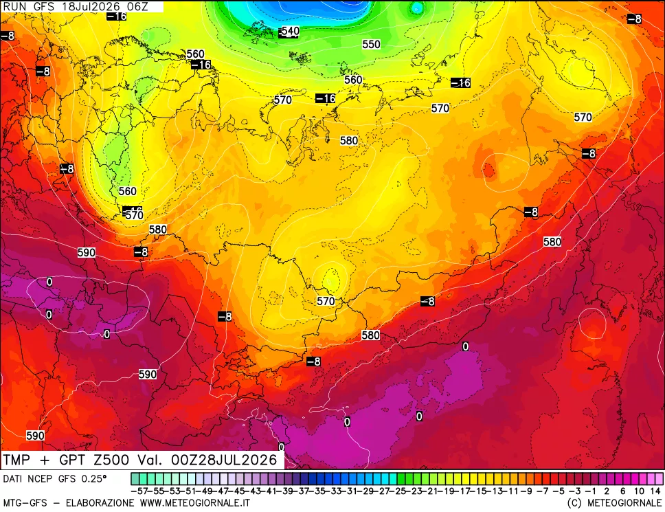mappa 500 hPa Temp + GPT