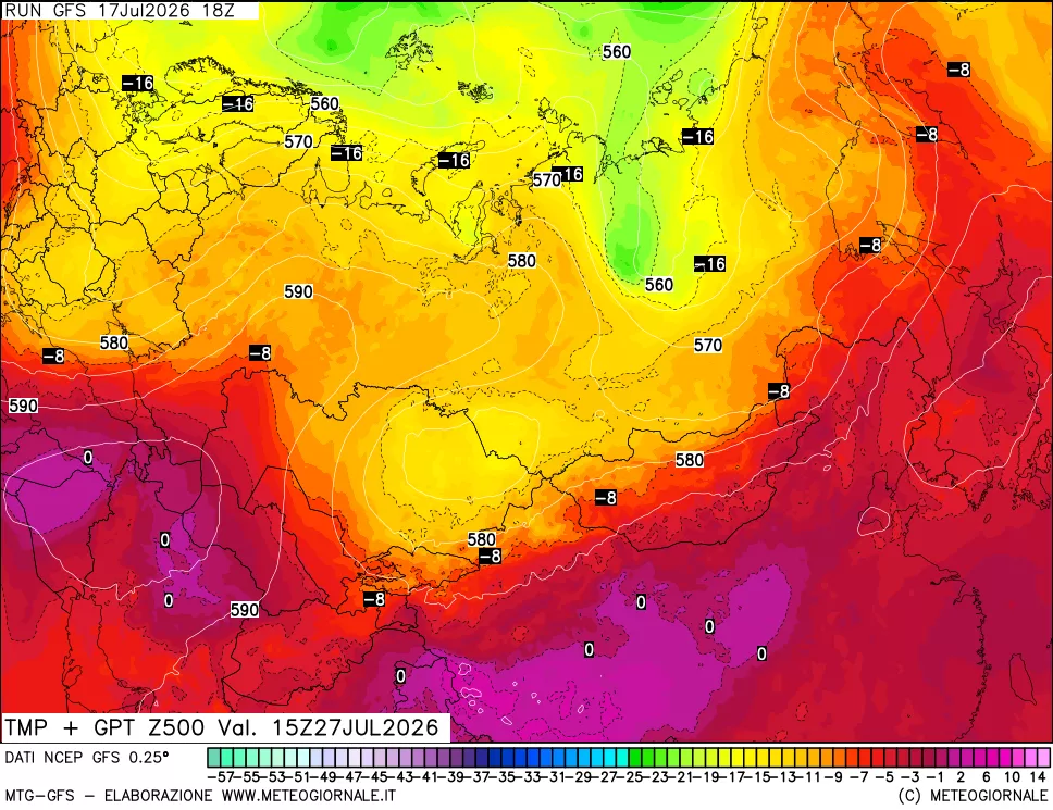 mappa 500 hPa Temp + GPT