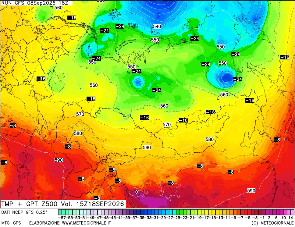 mappa 500 hPa Temp + GPT